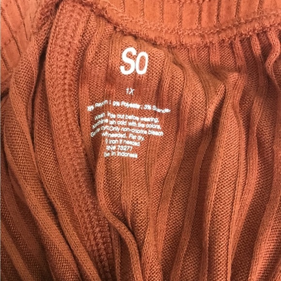 SO 1X maroon hacci knit flare high rise wide legs pant - Picture 13 of 16